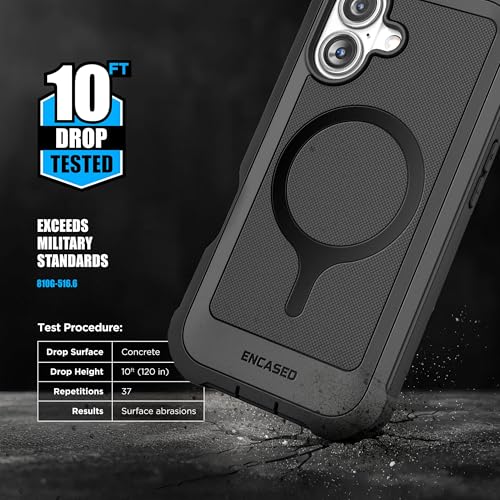 Encased Compatible with iPhone 16 Plus Case with Built-in Screen Protector and Phone Holster Belt Clip (Compatible with MagSafe) Heavy-Duty Hybrid Rugged Cover - size: iPhone 16 Plus