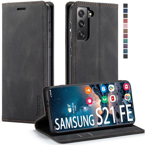 Samsung Galaxy S21 FE 5G Wallet Case with Card Holder RFID Blocking Kickstand Magnetic,Leather Flip Case Wallet for Samsung Galaxy S21 FE 5G 6.4 Inch (Black) - color: Black, size: S21 FE 6.4"