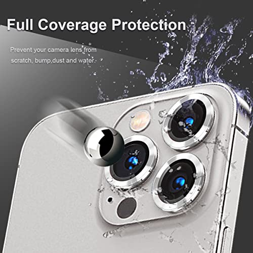 [3+1] Compatible for iPhone 15 Pro ＆ iPhone 15 Pro Max Camera Lens Protector 9H Tempered Glass Camera Cover Metal Individual Ring Full Coverage Camera Lens Protector with Removal Tool (silver) - color: silver