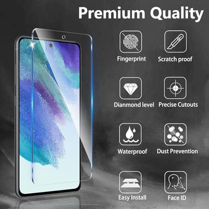 3 Pack Screen Protector Designed for Samsung Galaxy S21 FE with 3 Pack Tempered Glass Camera Lens Protector,Ultra HD Clear,9H Hardness,Easy Install - Case Friendly,Scratch Resistant - color: Galaxy S21 FE 33
