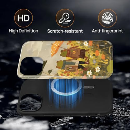 Magnetic for iPhone 14 Plus Case,[Compatible with Magsafe] Dual Layer Protective Heavy Duty Shockproof Rugged Drop Protection Bumper Hybrid Case - Rain Frog and Toad - color: Rain Frog and Toad, size: iPhone 14 Plus