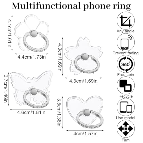 4 PCS Transparent Phone Ring Grip Clear Phone Ring Holder Grip - style: A