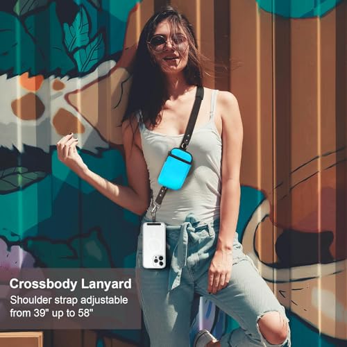 YFWE Clip and Go Strap for Phone With Wallet Crossbody (Detachable RFID Wallet) - Adjustable Phone Lanyard Crossbody with 360° Rotatable Tether Tabs for All Phones (Blue) - color: 6-blue