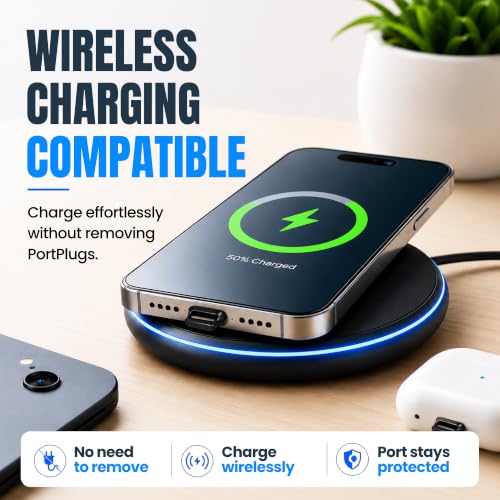 USB C Dust Plugs 10 Pack with Easy Grip Tabs and Cleaning Brush, Black - color: Black, size: 10 Pack