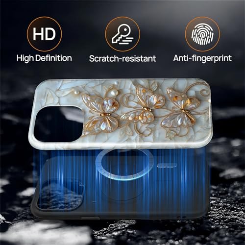 Magnetic for iPhone 14 Pro Max Case,[Compatible with Magsafe] Dual Layer Protective Heavy Duty Shockproof Rugged Drop Protection Bumper Hybrid Case - Stained Glass Butterflies - color: Stained Glass Butterflies, size: iPhone 14 Pro Max