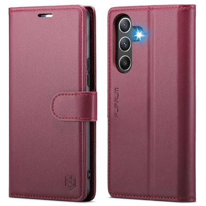 FLIPALM Wallet Case for Samsung Galaxy A16 5G, Red | Card Holder, RFID Blocking, PU Leather Folio Flip, Kickstand, Protective Shockproof Cover - color: Red