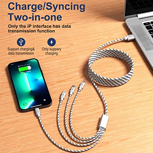 USB A/C Multi Charger Cable, 4 in 1 Charging Cords for Multiple Devices 10ft