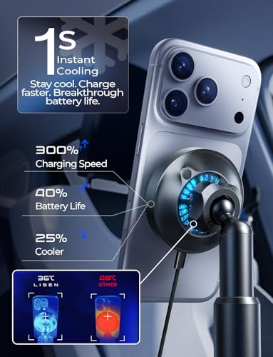 LISEN for Qi2.2 25W Cup Holder Phone Holder,Cooling Fan,95W Fast Adapter