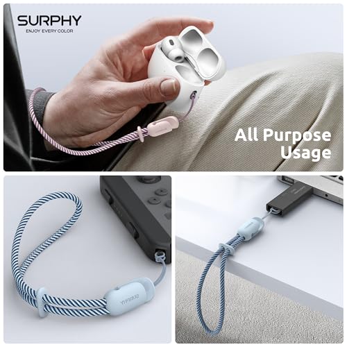 SURPHY 2 Pack Phone Lanyard, Phone Wrist Strap for Case, Camera Wrist Strap - color: Pink & Cloud Blue