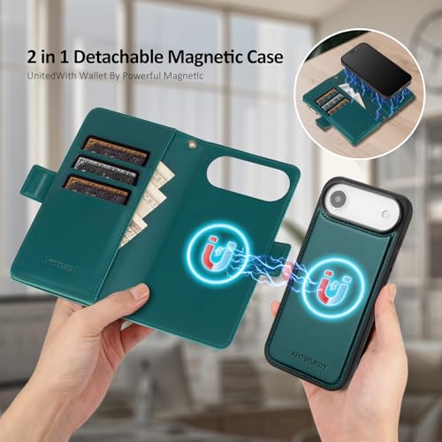 Antsturdy Compatible with MagSafe iPhone 17 Air Wallet Case,Indigo Blue - color: (Detachable with Magsafe)-Indigo Blue