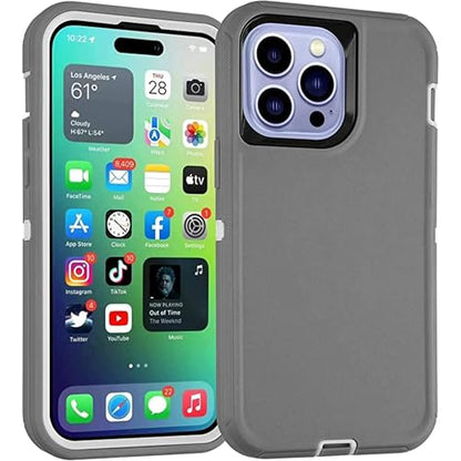 ENTRONIX Phone Case Compatible with iPhone 15 Pro Max — [Heavy Duty] Shockproof Triple Layer Protection Rugged Cover, Gray - color: Gray