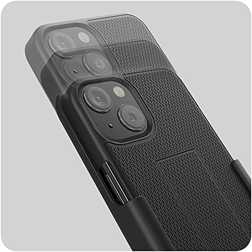 Encased DuraClip Designed for iPhone 13 MINI Belt Clip Case (2021) Slim Phone Cover with Holster (Black) - size: iPhone 13 Mini