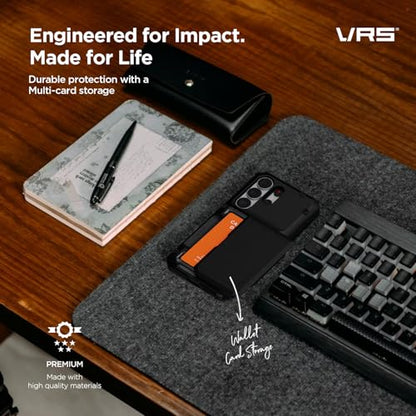VRS DESIGN Damda Glide Pro for Samsung Galaxy S26 Ultra Case (2026), [US Patented] Semi-Auto Card Holder Wallet Case [4 Cards], Heavy Duty Rugged Shockproof Protective Cover (Liberty Black) - color: Liberty Black