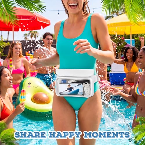 Ipx8 Waterproof Fanny Pack, 1 Pack Floating Waterproof Phone Pouch Touchscreen Dry Bag with Adjustable Waist Strap for Beach, Swimming, Kayaking, Boating, Fits Phones up to 8.5"(White) - color: White
