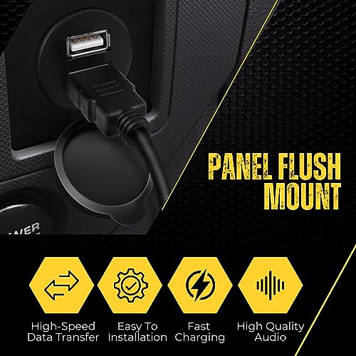 TNP USB HDMI Flush Mount Cable, Dash Panel Mount Extension for Car, 6 FT - size: 6 ft