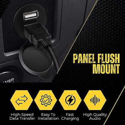 TNP USB HDMI Flush Mount Cable, Dash Panel Mount Extension for Car, 6 FT - size: 6 ft