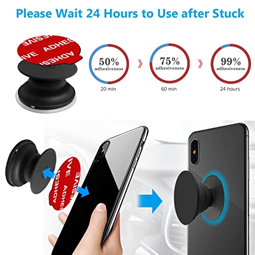 Anteel Sticky Adhesive Compatible with Socket Collapsible Grip, 9 Pack Double-Sided Replacement for Swappable Phone Expanding Base, Extra Super Strong Circle Glue Tape for Mobile Car Holder