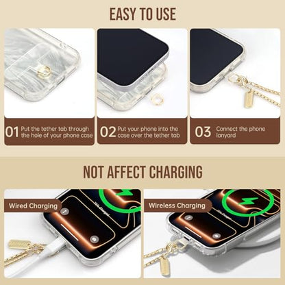 Dadanism Phone Wrist Strap Metal Phone Chain Wristlet Strap, Silver