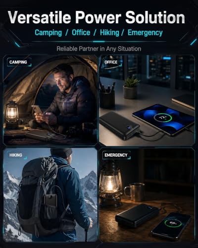 Portable Charger Power Bank 50000mAh Fast Charging External Battery Pack - color: Black
