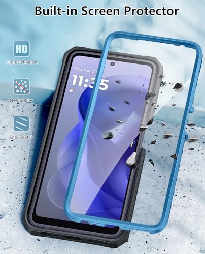 FNTCASE for Motorola Moto G Power 5G 2025 Case with Belt Clip and Kickstand | Built-in Screen Protector, 20FT Military-Grade Drop Protection, Rugged Heavy Duty Shockproof Holster Protective Cover - color: Blue