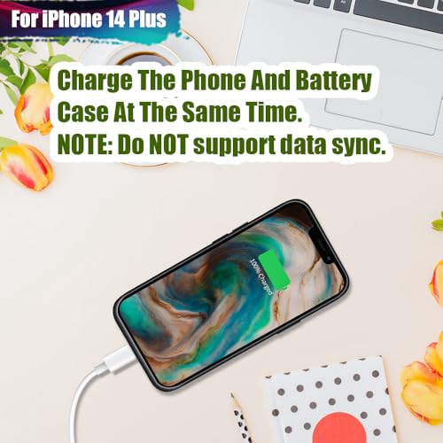 Battery Case for iPhone 14 Plus, 5000mAh Rechargeable Extended Battery Charging Charger Case, Add 100% Extra Juice (6.7 Inches) Black