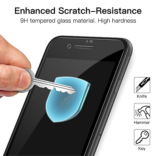 JETech Screen Protector for iPhone SE 3/2, iPhone 8/7, Black, 3-Pack | Full-Coverage, Black Edge Tempered Glass, Easy Installation Tool, HD Clear, Case-Friendly - size: iPhone SE 3/2, iPhone 8/7