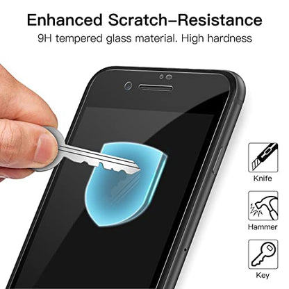 JETech Screen Protector for iPhone SE 3/2, iPhone 8/7, Black, 3-Pack | Full-Coverage, Black Edge Tempered Glass, Easy Installation Tool, HD Clear, Case-Friendly - size: iPhone SE 3/2, iPhone 8/7