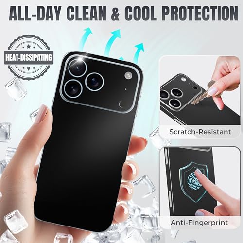 2Pcs Skin Wrap Compatible for iPhone 17 Pro – Slim Decal Vinyl Protective Film for Sides & Back – Sleek Fit, Premium Look – Compatible with All iPhone 17 Pro Cases - Black - color: Black