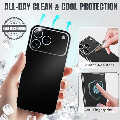 2Pcs Skin Wrap Compatible for iPhone 17 Pro – Slim Decal Vinyl Protective Film for Sides & Back – Sleek Fit, Premium Look – Compatible with All iPhone 17 Pro Cases - Black - color: Black