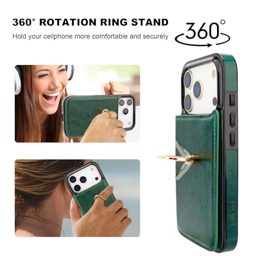 ONETOP for iPhone 18/17 Pro Wallet Case with Credit Card Holder,Green - color: Green