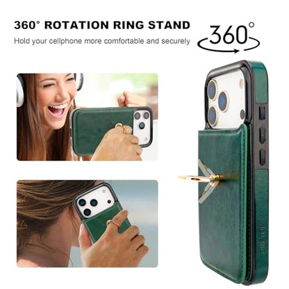 ONETOP for iPhone 18/17 Pro Wallet Case with Credit Card Holder,Green - color: Green