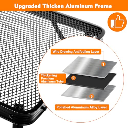 4 Ft Metal Folding Table, Folding Grill Table with 16.5/26 in Heights - color: Black, size: 4FT-Large