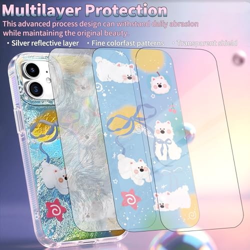 Compatible with iPhone 11 Case,with [Soft Slim][Camera Protection] Cute Bow Tie Kawayi Dog Shiny Aesthetic Phone Cover Anti-Yellowing Shockproof Protective Cover for Women Girl - color: white terrier, size: iPhone 11