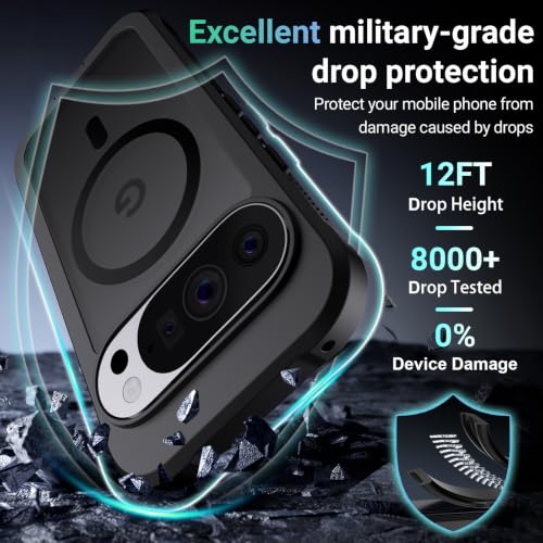 Magnetic for Google Pixel 10 Case& Pixel 10 Pro Case 6.3"-Black | Compatible with MagSafe,Military Grade Drop Protection,Heavy Duty Protection,Non-Slip,Shockproof 2-Layer Durable Bumper Case - color: Black, size: Pixel 10/10 Pro 6.3''