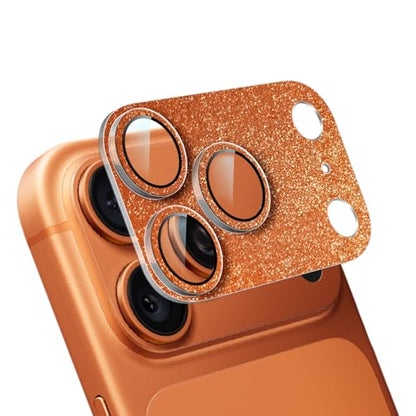 Camera Lens Protector for iPhone 17 Pro Max, Bling Glitter Women - color: Sparkly Orange