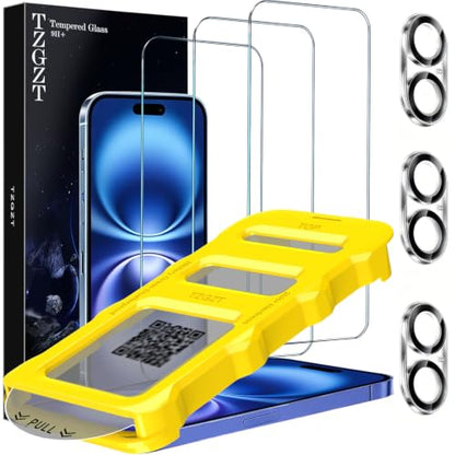 TZGZT 3 Pack Screen Protector for iPhone 16, Tempered Glass, Case Friendly - color: iPhone 16 Clear