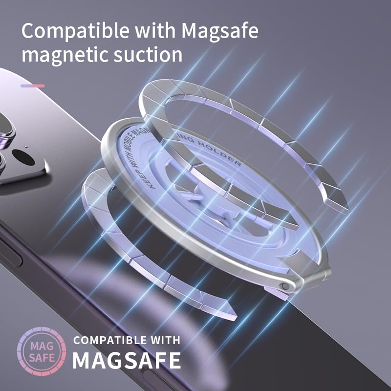 Magnetic Phone Ring Holder for MagSafe, Aesthetic Fidget Spinner Phone Grip - color: Purple