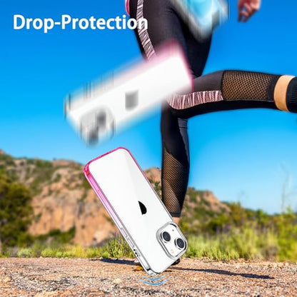 JJGoo Compatiable with iPhone 15 Plus Case Clear, Transparent Shockproof Phone Case, Slim Anti-Scratch Hard PC Back Protective Cover Bumper, Gradient Pink - color: Gradient Pink