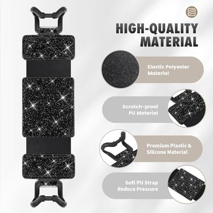MoKo Soft Hand Strap for 6-8" Kindle eReaders Fire Tablet, Glitter Black - color: Glitter Black, style: Soft Pu Strap