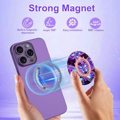 Magnetic Phone Ring Holder for MagSafe Grip,[Super Magnet],Stylish 360° Rotation Cell Phone Grip Stand Finger Ring Kickstand for iPhone 17 16 15 14 Pro Max,iPad and Smartphones,Butterfly - color: Butterfly