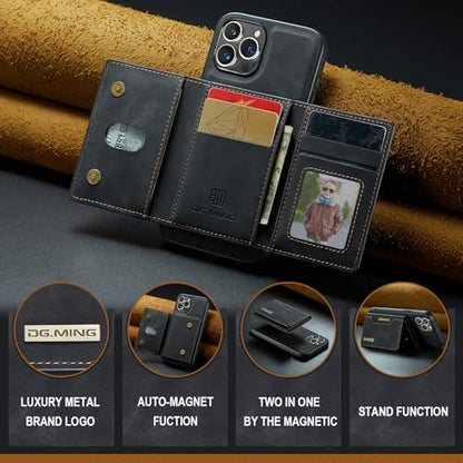 Leather Wallet Phone Cases Compatible with iPhone 15 Pro Max Case with Card Holder Men 6.7'' 2 in 1 Detachable Back Cover (Black, IP 15 Pro Max) - color: Black, size: IP 15 Pro Max