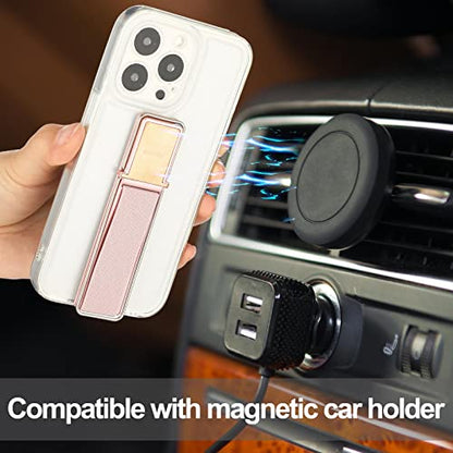 4 Pieces Phone Grip Strap Telescopic Phone Kickstand Elastic Finger Holer Hand Strap Adhesive Loop for Phone Grip with Stand Compatible with Most Smartphones (Black, Rose Gold) - color: Black, Rose Gold