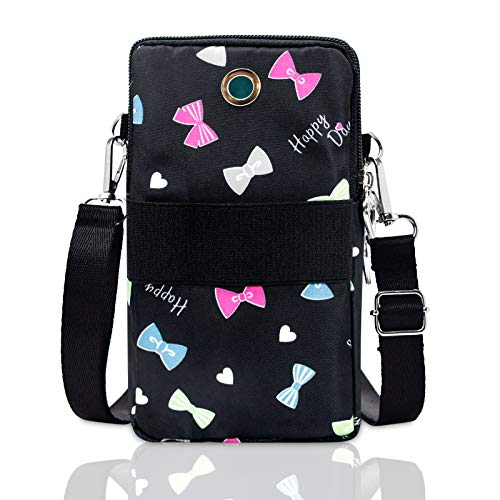 BIAOTIE Lightweight Small Crossbody bags Cell Phone Purses Travel Pouch Shoulder Bag for Women - color: Black Bow