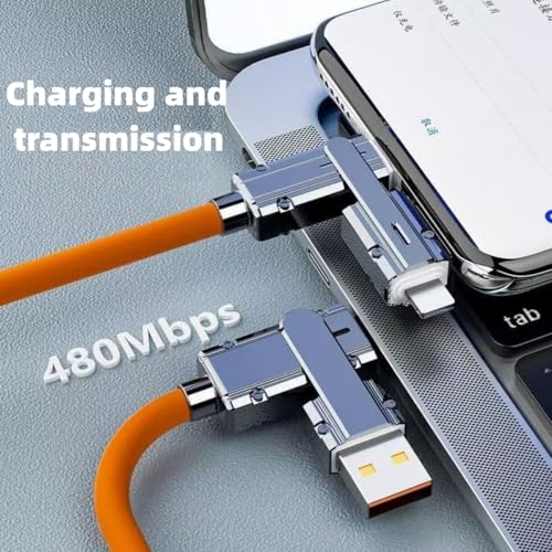 2 Pack USB C to C Cable 5ft Chubby Silicone 4 in 1 USB C Charging Cable - color: Orange+Orange