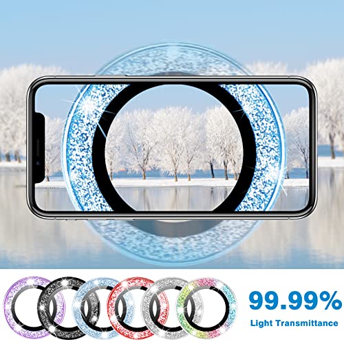 Compatible with iPhone 14 & 14 Plus Camera Lens Protector, Bling Glitter Diamond Lens Cover 9H Tempered Glass Camera Cover Anti Scratch Shockproof Screen Protector Individual Lens Ring - 2PCS - color: Purple Glitter