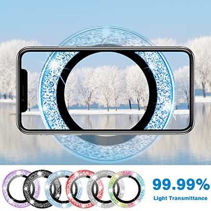 Compatible with iPhone 14 & 14 Plus Camera Lens Protector, Bling Glitter Diamond Lens Cover 9H Tempered Glass Camera Cover Anti Scratch Shockproof Screen Protector Individual Lens Ring - 2PCS - color: Colorful Glitter