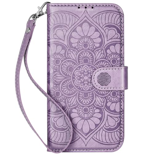 Wallet Case for iPhone 12 and iPhone 12 Pro,[RFID Blocking] 3 Card Holder Stand with Credit Card Slot PU Leather Magnetic Protective Flip Cover for iPhone 12/12 Pro(Purple) - color: Light Purple