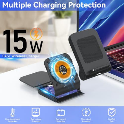 Geyo 15W Fast Wireless Charger Stand for Samsung Galaxy Z Flip 8, Non-Fold