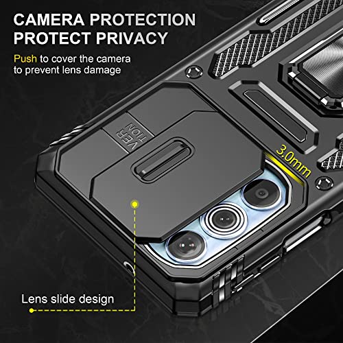 Moto Edge Plus 2022 Case with Screen Protector Slide Camera Cover, Black - color: ZS Black, size: Moto Edge Plus (2022)