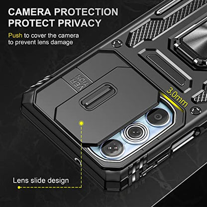 Moto Edge Plus 2022 Case with Screen Protector Slide Camera Cover, Black - color: ZS Black, size: Moto Edge Plus (2022)